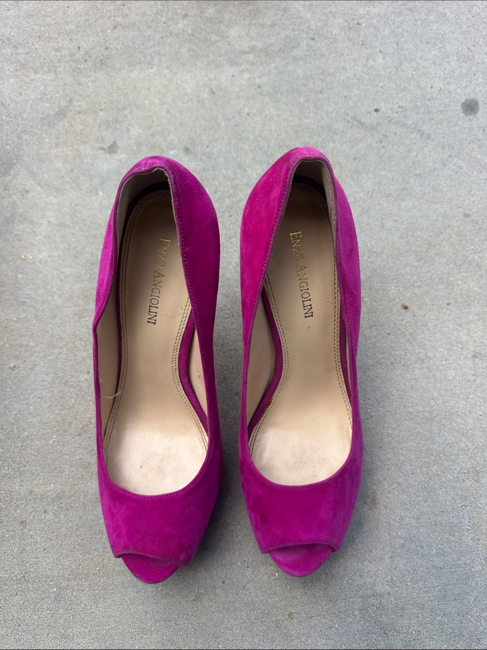 Enzo Angiolini Women's Magenta Suede Peep-Toe Pumps